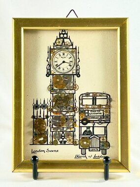 L. Kersh London Artist Vintage Clock Parts Horological Artwork 1976 Signed